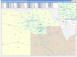 Phoenix-Mesa-Scottsdale Metro Area Wall Map Color Cast Style 2024
